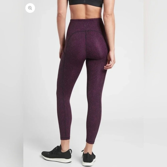 Athleta Ultimate Stash Textured‎ 7/8 Tight size XS Black Purple Performance - Picture 10 of 10